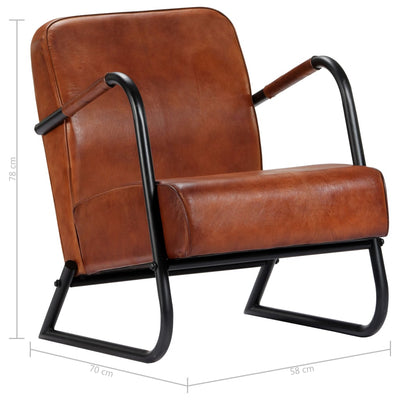 Relax Armchair Brown Real Leather Payday Deals