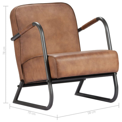 Relax Armchair Light Brown Real Leather Payday Deals