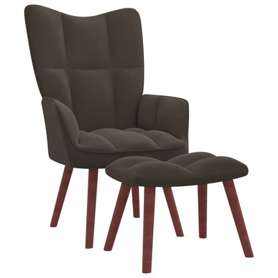 Relaxing Chair with a Stool Dark Grey Velvet Payday Deals