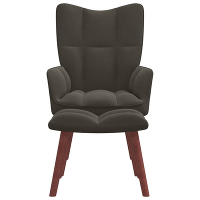 Relaxing Chair with a Stool Dark Grey Velvet Payday Deals