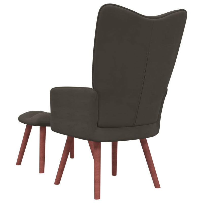 Relaxing Chair with a Stool Dark Grey Velvet Payday Deals