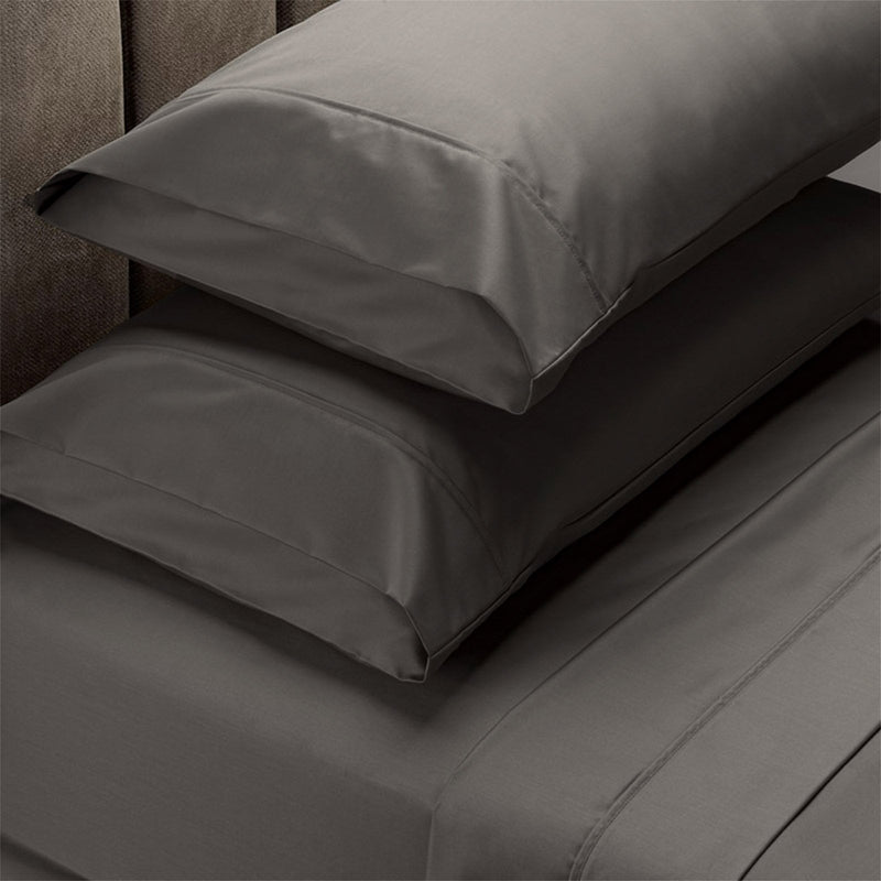 Renee Taylor 1500 Thread Count Pure Soft Cotton Blend Flat & Fitted Sheet Set Dusk Grey King Payday Deals