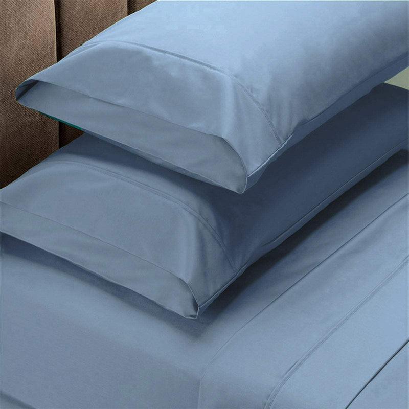 Renee Taylor 1500 Thread Count Pure Soft Cotton Blend Flat & Fitted Sheet Set King Indigo Payday Deals