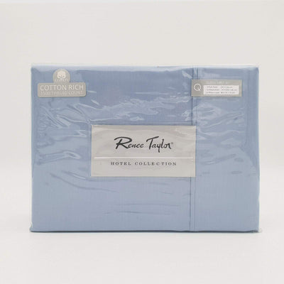 Renee Taylor 1500 Thread Count Pure Soft Cotton Blend Flat & Fitted Sheet Set King Indigo Payday Deals