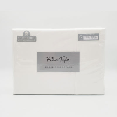 Renee Taylor 1500 Thread Count Pure Soft Cotton Blend Flat & Fitted Sheet Set King White Payday Deals