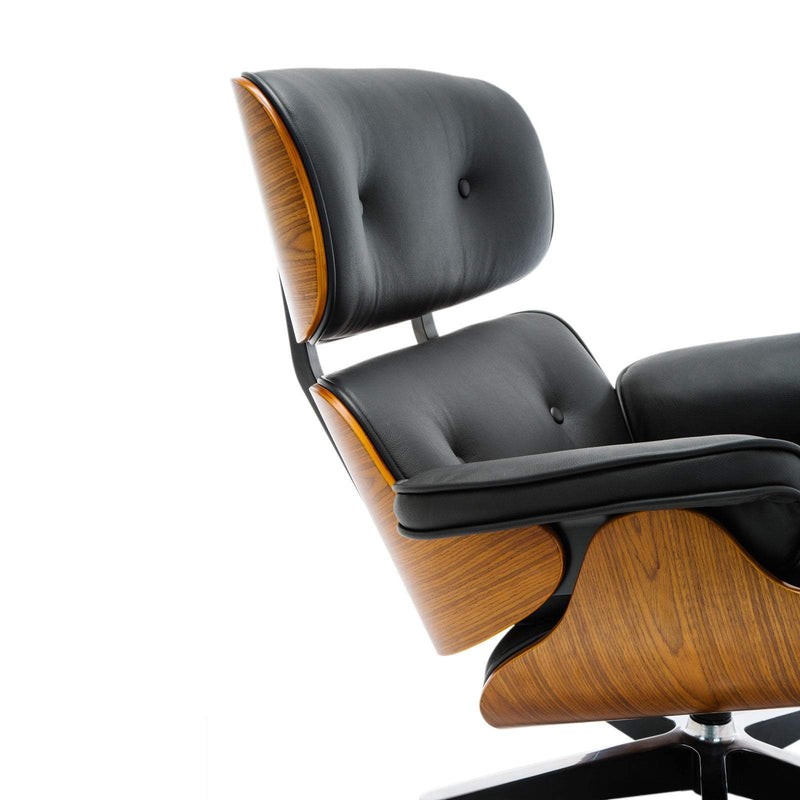 Eames Lounge Chair & Ottoman Black PU Leather / Walnut Wood Payday Deals