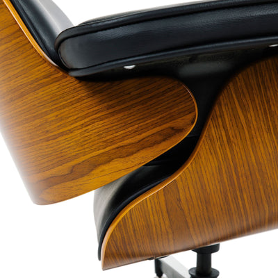 Eames Lounge Chair & Ottoman Black PU Leather / Walnut Wood Payday Deals
