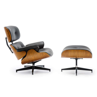 Replica Eames Lounge Chair & Ottoman Brown PU Leather / Walnut Wood