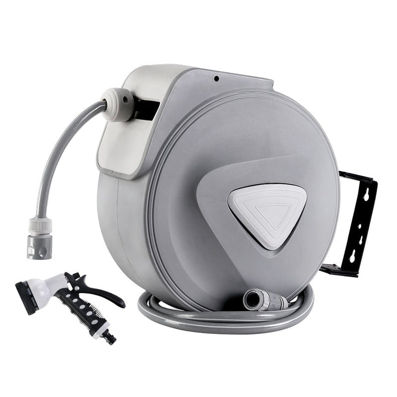 Retractable Hose Reel 30M Garden Water Auto Rewind Spray Gun Payday Deals