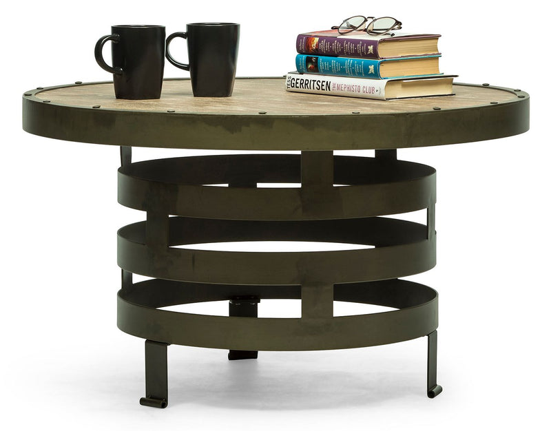 Retro Style Spiral Round Coffee Table with Wood Top Payday Deals