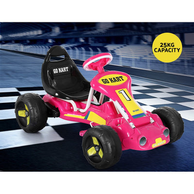 Rigo Kids Pedal Go Kart Ride On Toys Racing Car Plastic Tyre Pink Payday Deals