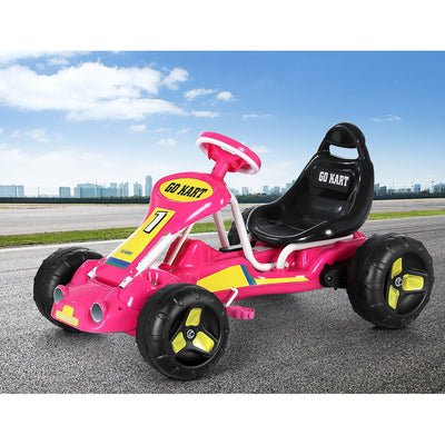 Rigo Kids Pedal Go Kart Ride On Toys Racing Car Plastic Tyre Pink Payday Deals