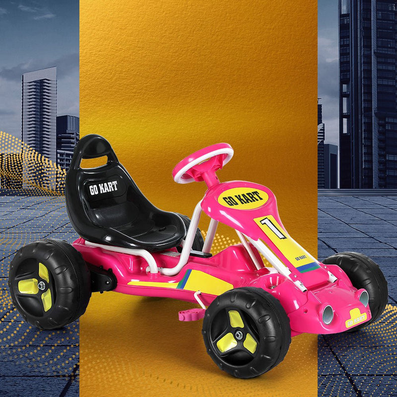 Rigo Kids Pedal Go Kart Ride On Toys Racing Car Plastic Tyre Pink Payday Deals