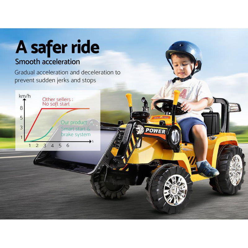 Rigo Kids Ride On Bulldozer Digger Electric Car Yellow Payday Deals