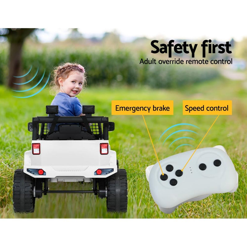 Rigo Kids Ride On Car Electric 12V Car Toys Jeep Battery Remote Control White Payday Deals