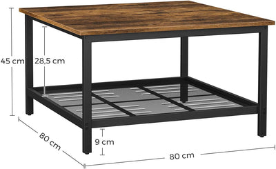 Robust Coffee Table Steel Frame and Mesh Storage Shelf,  Rustic Brown and Black Payday Deals