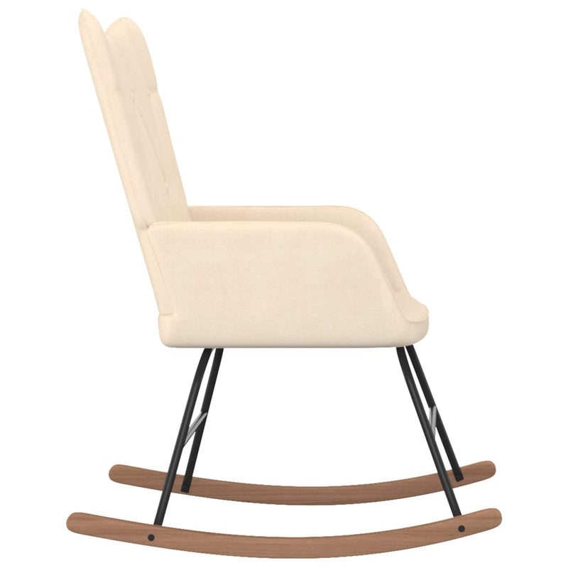 Rocking Chair with a Stool Cream Fabric Payday Deals