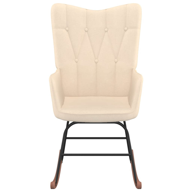 Rocking Chair with a Stool Cream Fabric Payday Deals