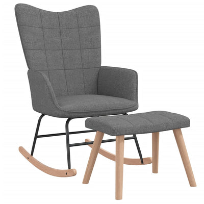 Rocking Chair with a Stool Dark Grey Fabric Payday Deals