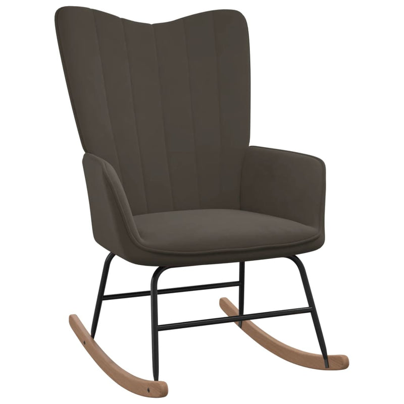 Rocking Chair with a Stool Dark Grey Velvet Payday Deals