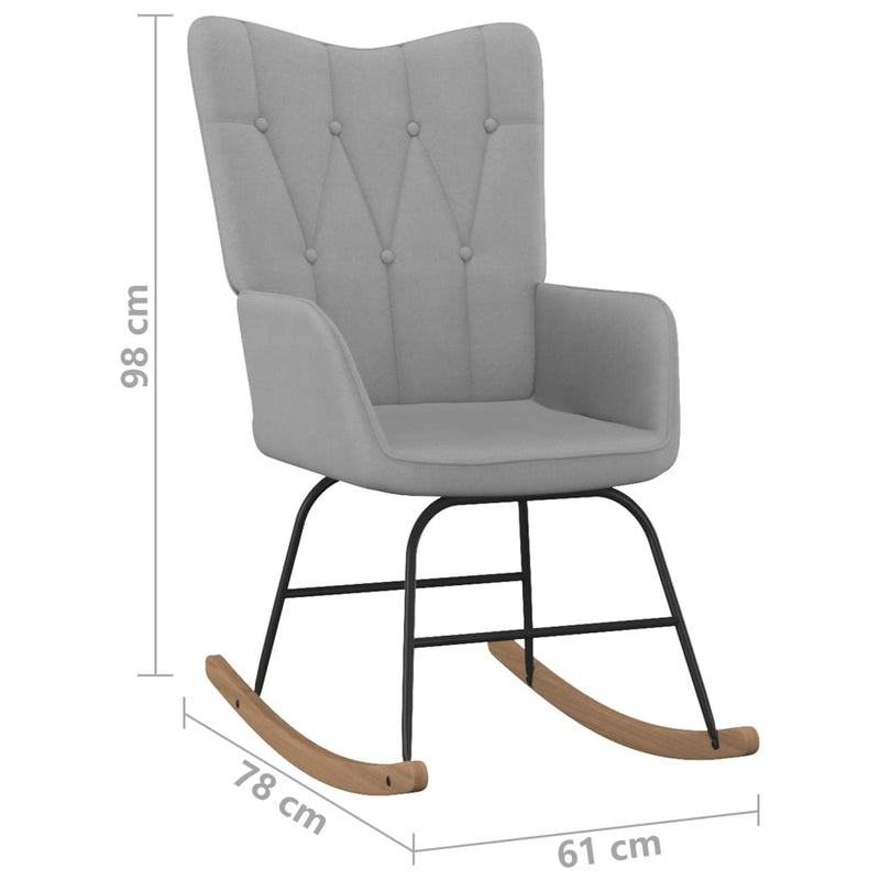 Rocking Chair with a Stool Light Grey Fabric Payday Deals