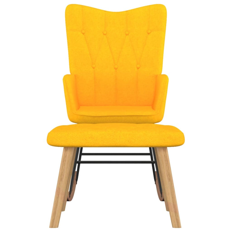 Rocking Chair with a Stool Mustard Yellow Fabric Payday Deals