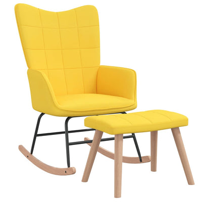 Rocking Chair with a Stool Mustard Yellow Fabric Payday Deals