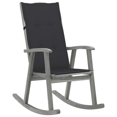 Rocking Chair with Cushions Grey Solid Acacia Wood