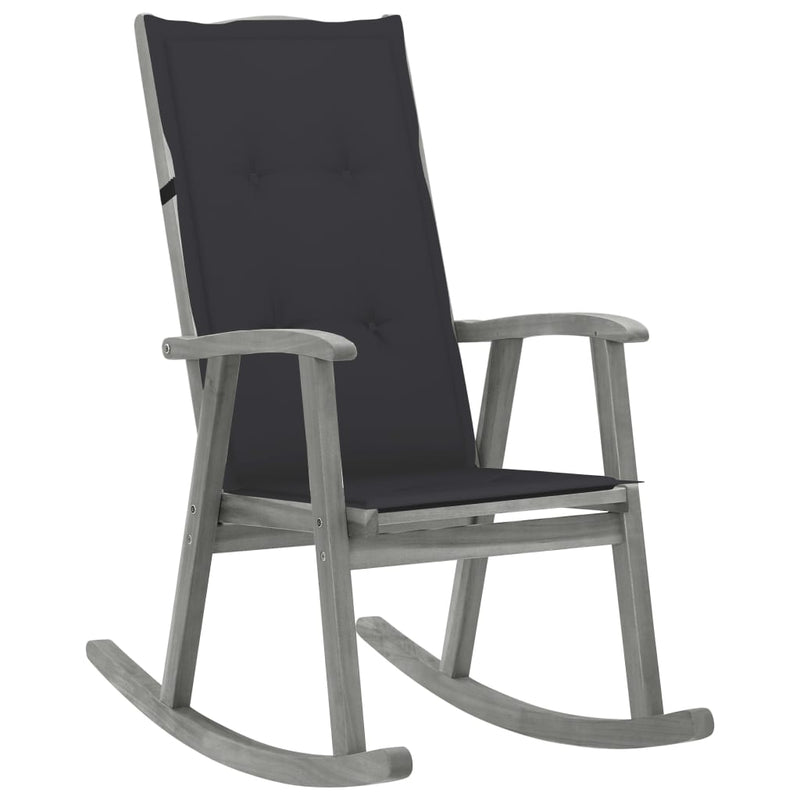 Rocking Chair with Cushions Grey Solid Acacia Wood Payday Deals