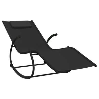 Rocking Sun Lounger Black Steel and Textilene Payday Deals