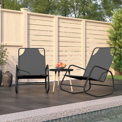 Rocking Sun Loungers 2 pcs Grey Steel and Textilene Payday Deals