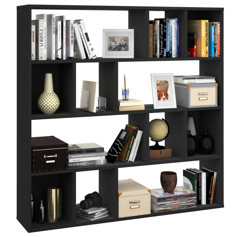 Room Divider/Book Cabinet Black 110x24x110 cm Engineered Wood Payday Deals