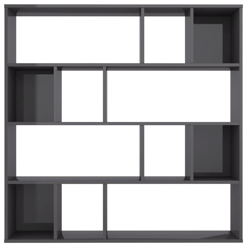 Room Divider/Book Cabinet High Gloss Grey 43.3"x9.4"x43.3" Chipboard Payday Deals