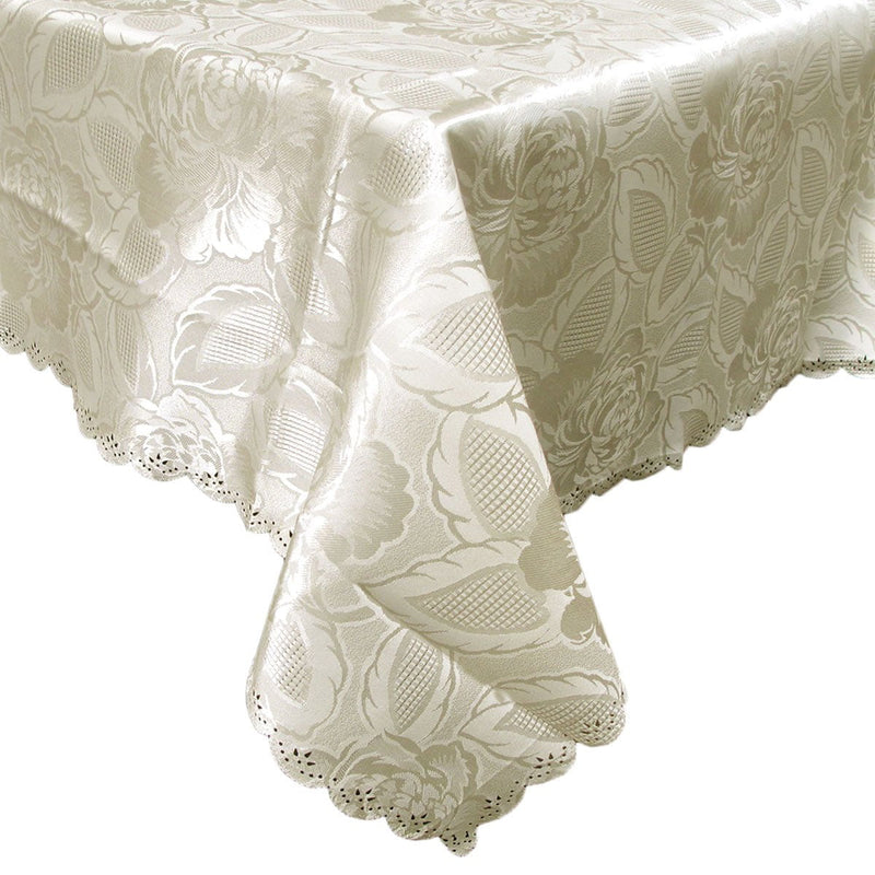 Rose Ecru Luxury Jacquard Tablecloth 150 x 270 cm Payday Deals