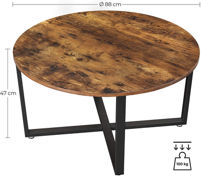 Round Coffee Table, Rustic Brown and Black Payday Deals