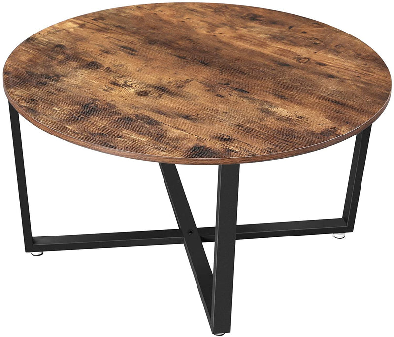 Round Coffee Table, Rustic Brown and Black Payday Deals