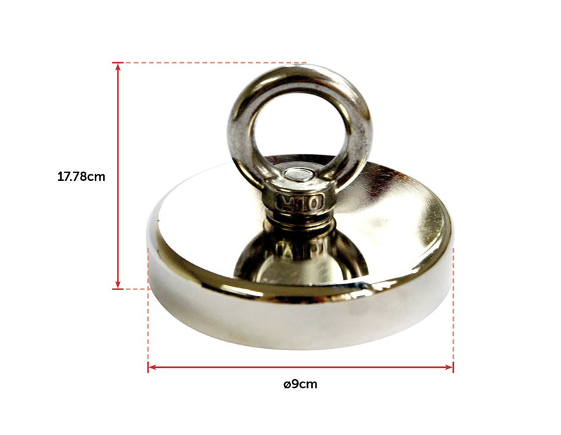 Round Neodymium Fishing Magnet with Countersunk Hole and Eyebolt, 500 LBS pull Payday Deals