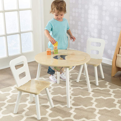 Round Table and 2 Chair Set for children (White Natural) Payday Deals