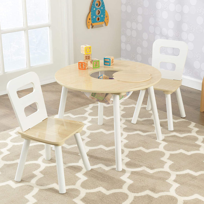 Round Table and 2 Chair Set for children (White Natural) Payday Deals