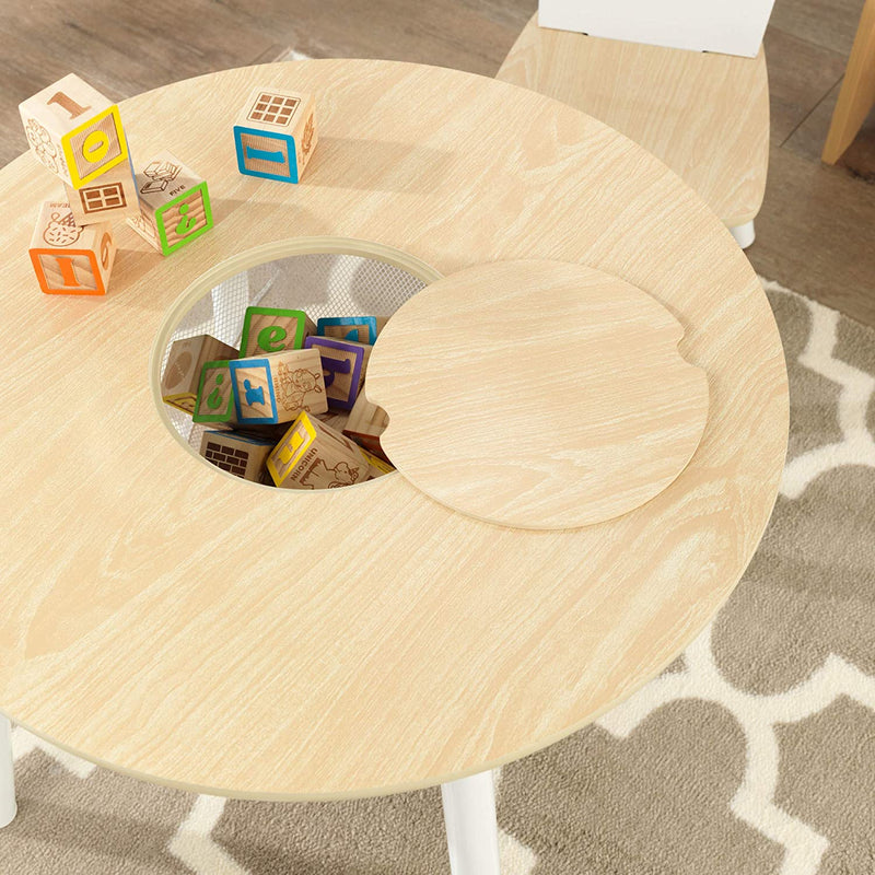 Round Table and 2 Chair Set for children (White Natural) Payday Deals