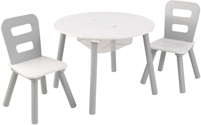 Round Table and 2 Chair Set for kids (Gray)