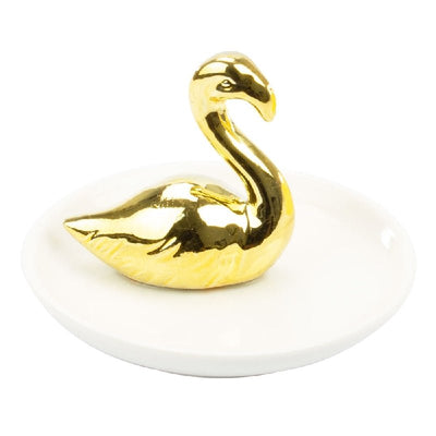 Round Trinket Tray Jewellery Organiser Stand Swan Figurine