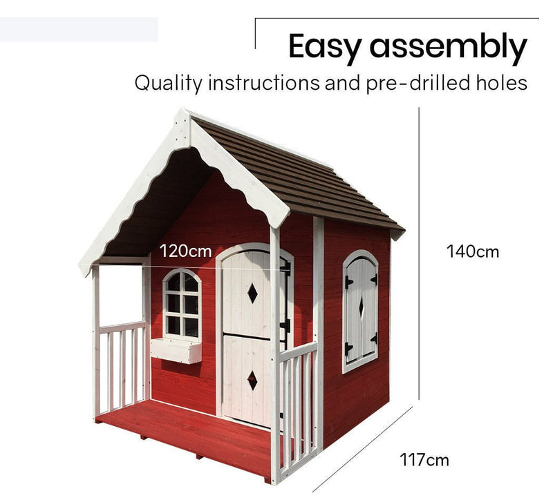 ROVO KIDS Cubby House Wooden Cottage Outdoor Furniture Playhouse Children Toy Payday Deals