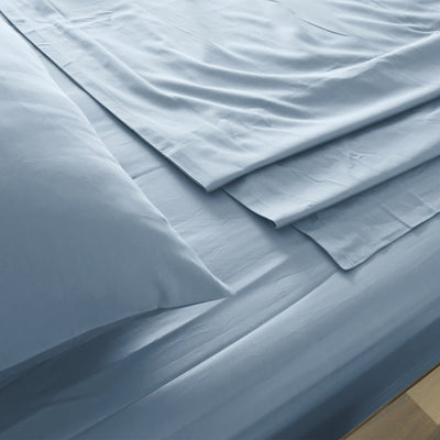 Royal Comfort 1000 Thread Count Bamboo Cotton Sheet and Quilt Cover Complete Set Blue Fog Queen Payday Deals