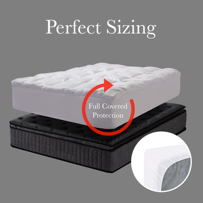 Royal Comfort 1000GSM Luxury Bamboo Covered Mattress Topper Ball Fibre Gusset - Queen - White Payday Deals