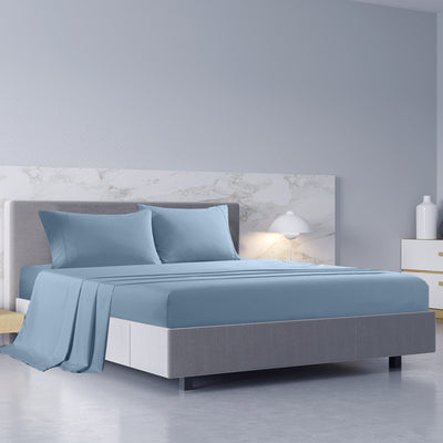 Royal Comfort 1000TC Hotel Grade Bamboo Cotton Sheets Pillowcases Set Ultrasoft - King - Blue Fog Payday Deals