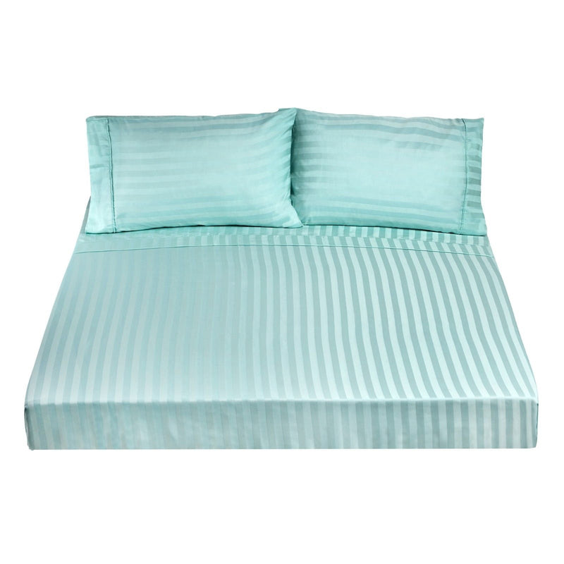 Royal Comfort 1200TC Soft Sateen Damask Stripe Cotton Blend Sheet Pillowcase Set Mist Queen Payday Deals