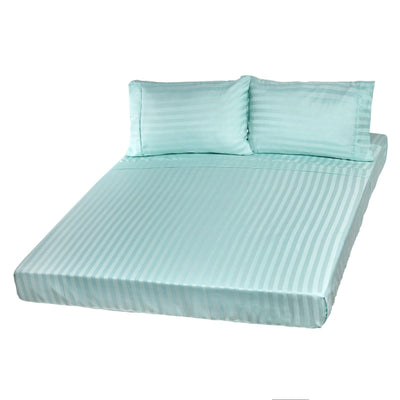 Royal Comfort 1200TC Soft Sateen Damask Stripe Cotton Blend Sheet Pillowcase Set Mist Queen Payday Deals
