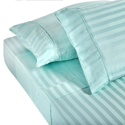 Royal Comfort 1200TC Soft Sateen Damask Stripe Cotton Blend Sheet Pillowcase Set Mist Queen Payday Deals