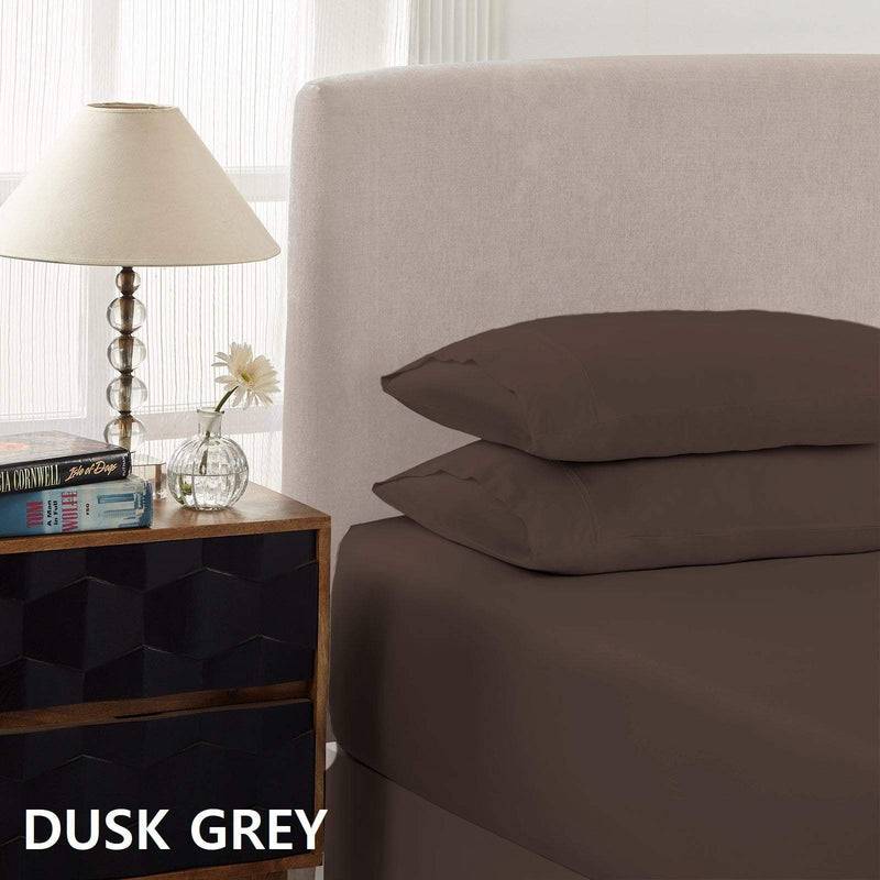 Royal Comfort 1500TC Cotton Rich Fitted sheet 3 PC Set Double-Dusk Grey Payday Deals